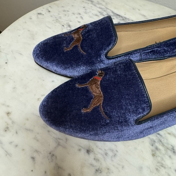 Jack Rogers Sz 10 Blue velvet smoking loafers labrabor retriever dog shoes - Picture 7 of 8